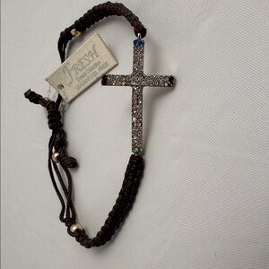 Fresh rhinestone cross adjustable bracelet